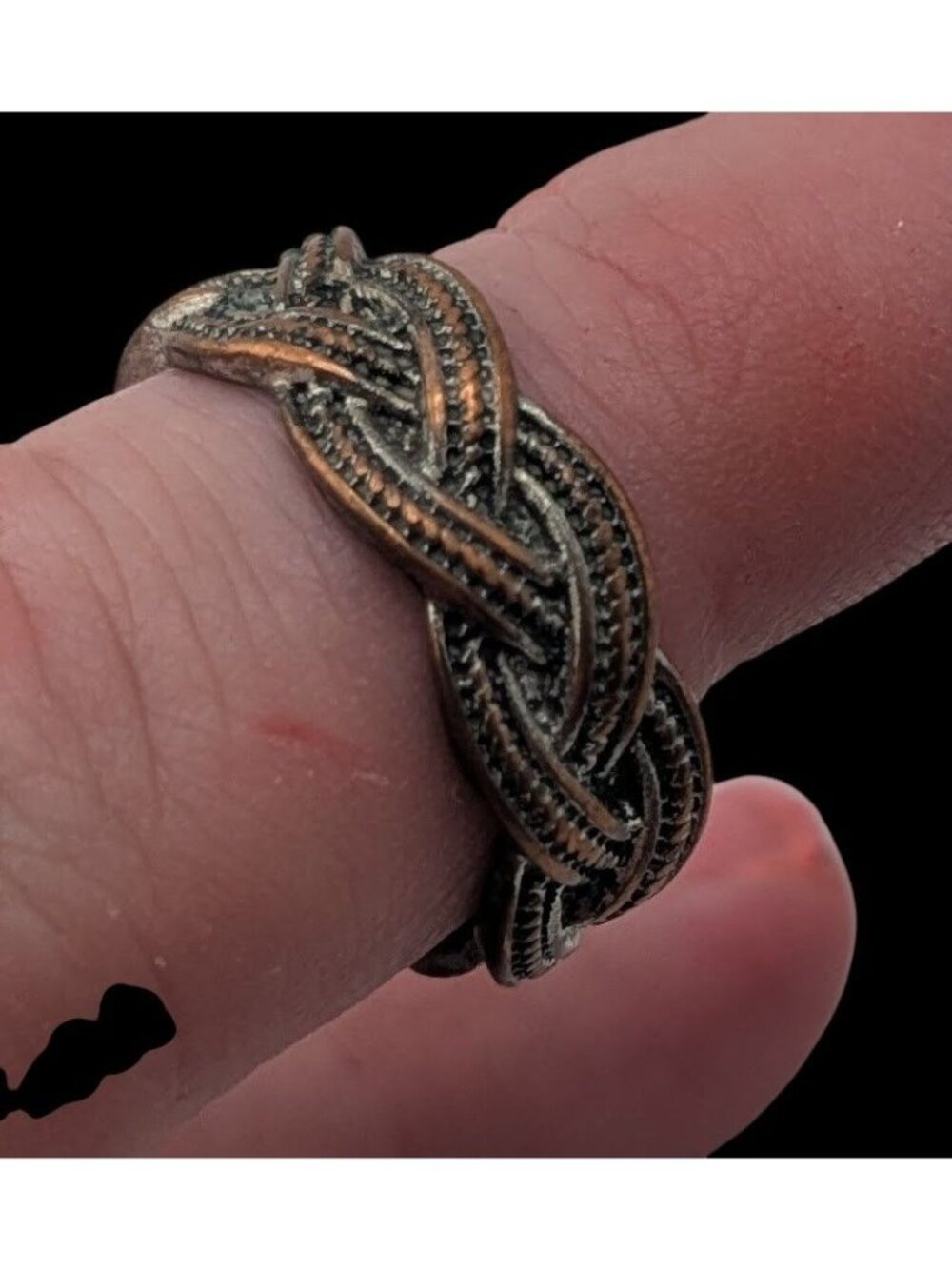 Celtic Goth Medieval Braided Knot Antiqued Two Tone Statement Ring